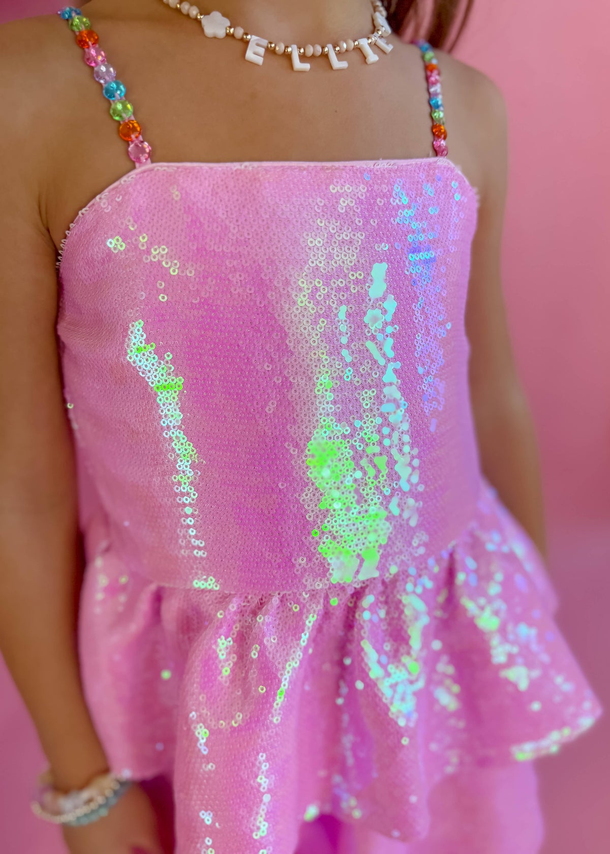 Little's Tiered Sequin Gem Party Dress