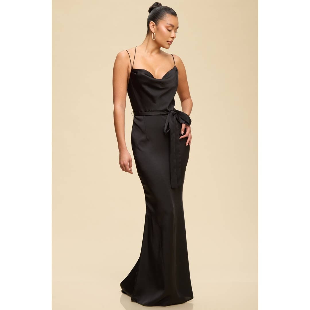 Satin Bias Open Back Maxi Dress