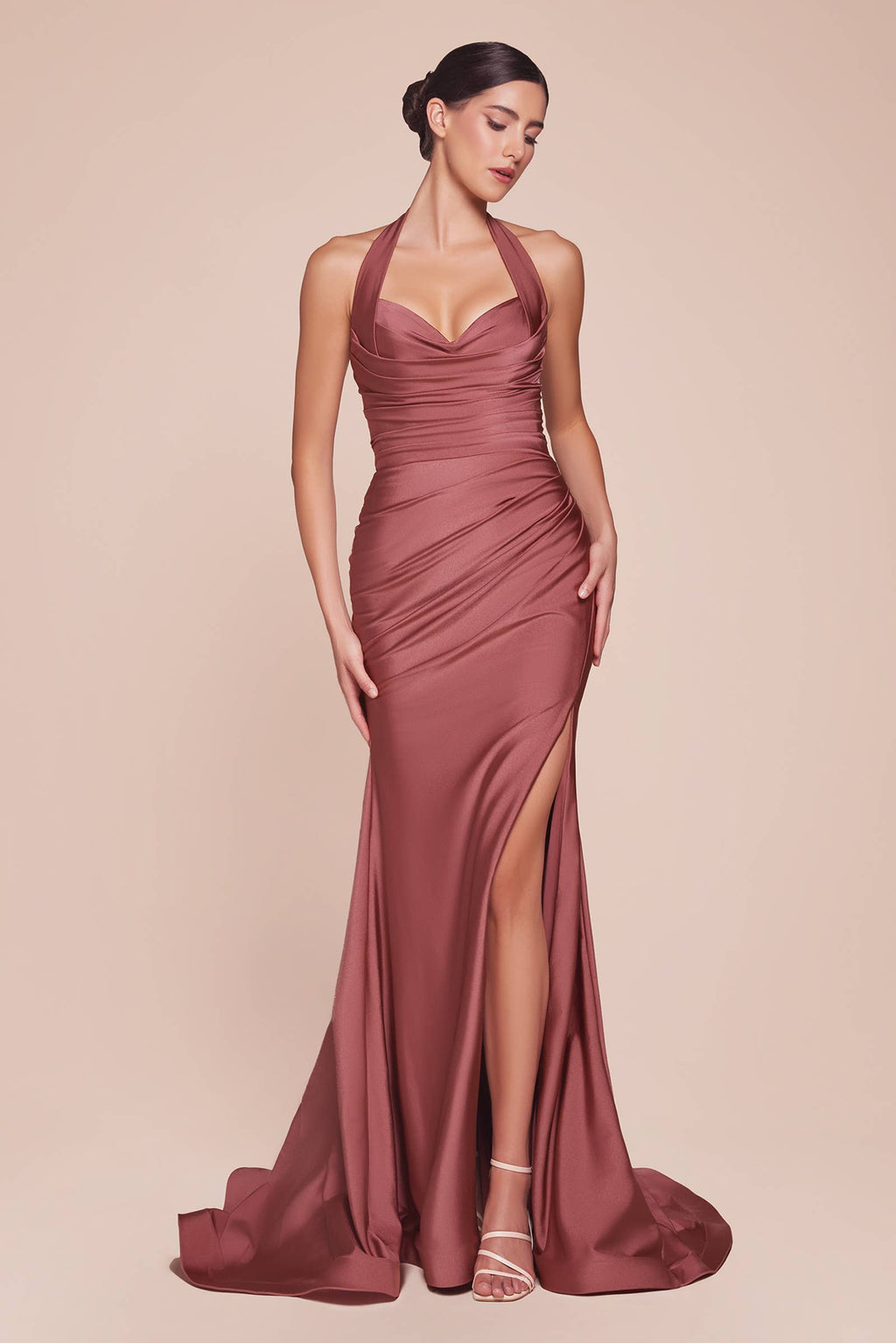 Halter Fitted Jersey Gown