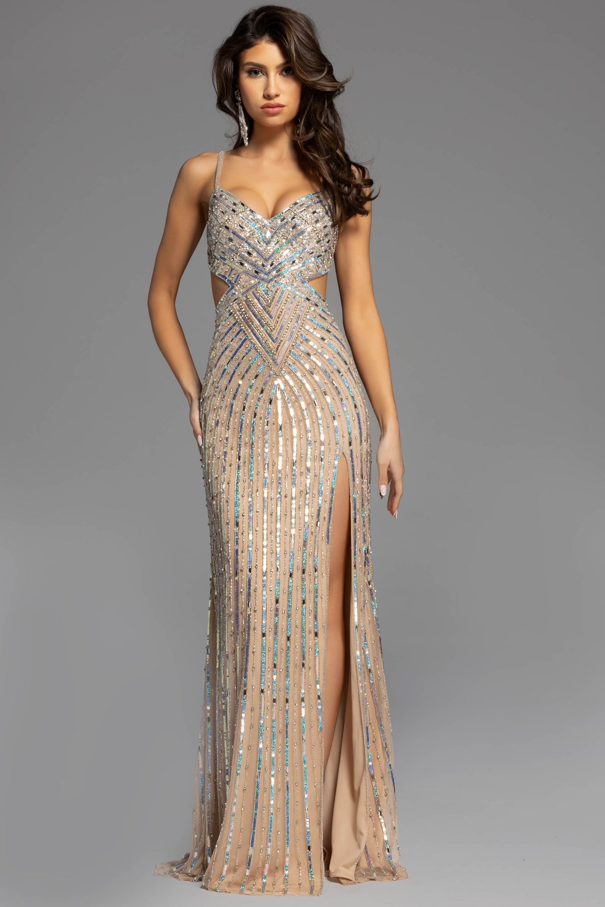 Jovani Beaded Cutout Gown 40060