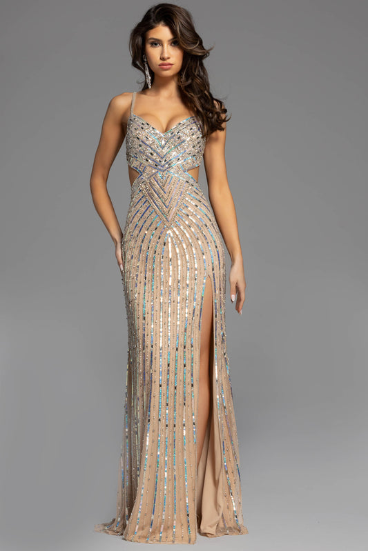Jovani Beaded Cutout Gown 40060
