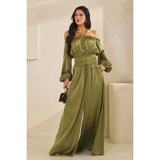 Satin Palazzo Pant Set