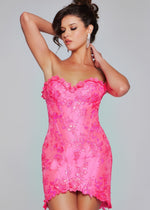 Load image into Gallery viewer, Neon Pink Sweetheart Fitted Homecoming Dress
