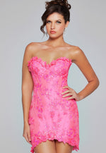 Load image into Gallery viewer, Neon Pink Sweetheart Fitted Homecoming Dress
