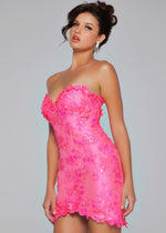 Load image into Gallery viewer, Neon Pink Sweetheart Fitted Homecoming Dress
