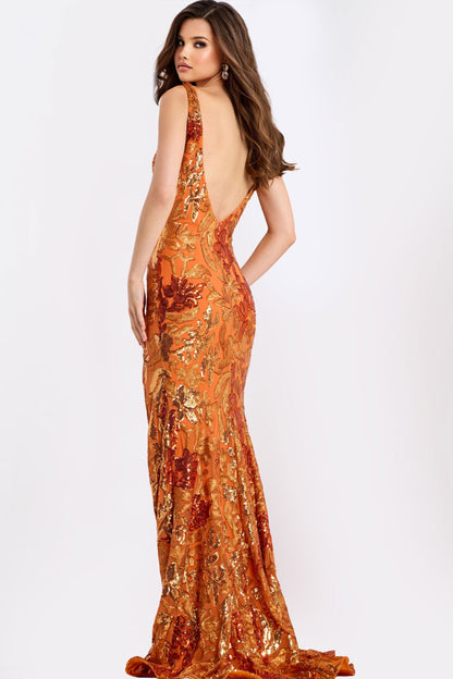 Jovani Sequin Floral V-Neck Gown 40757