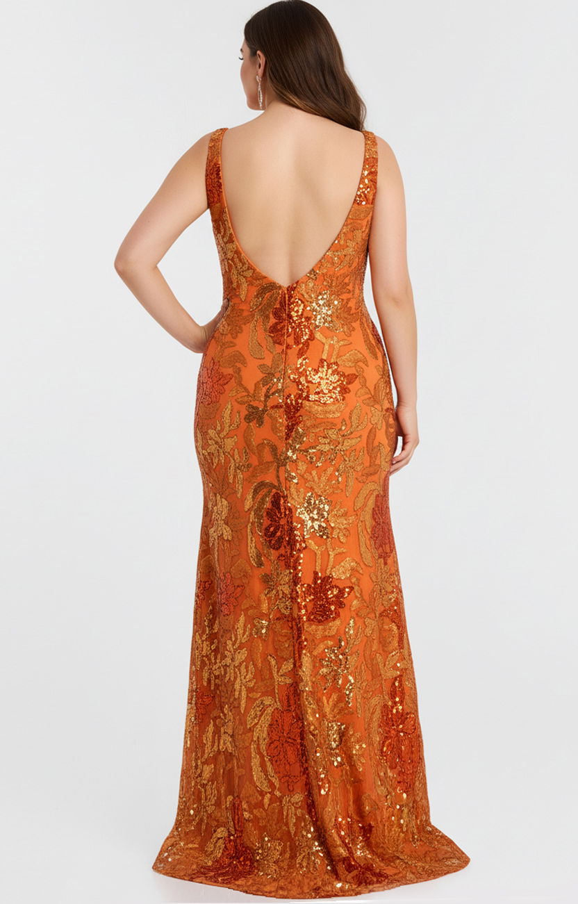 Jovani Sequin Floral V-Neck Gown 40757