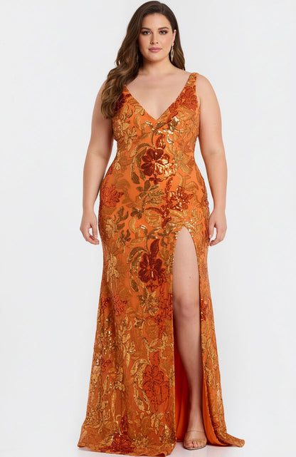 Jovani Sequin Floral V-Neck Gown 40757