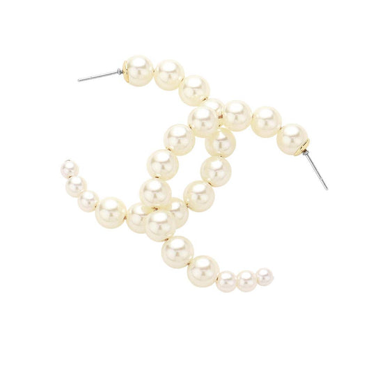 Graduated Pearl Hoop Earrings