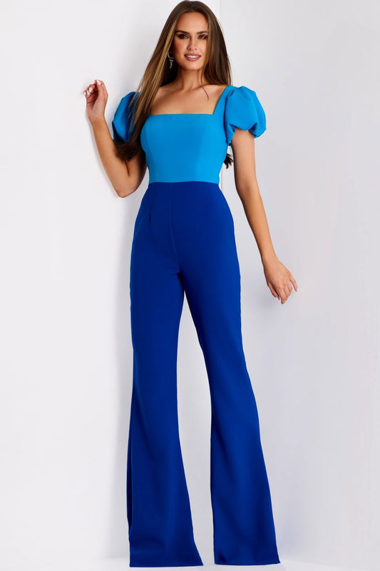 Jovani Two-Tone Puff Sleeve Jumpsuit 43755