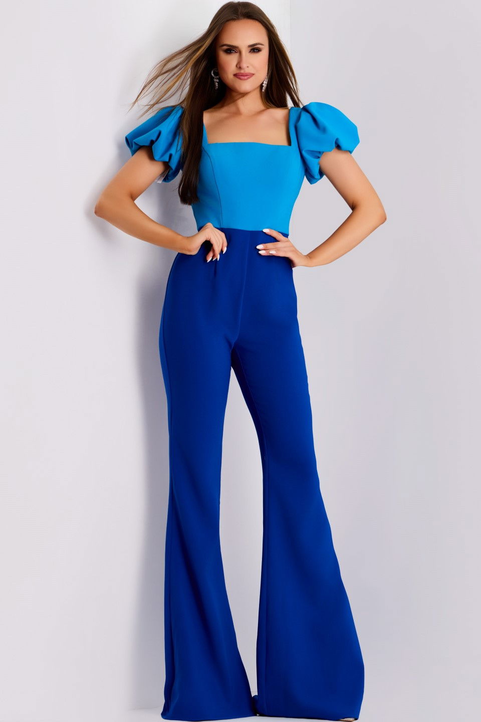 Jovani Two-Tone Puff Sleeve Jumpsuit 43755