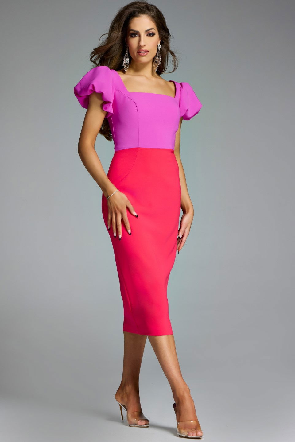 Jovani Two-Tone Puff Sleeve Jumpsuit 43755