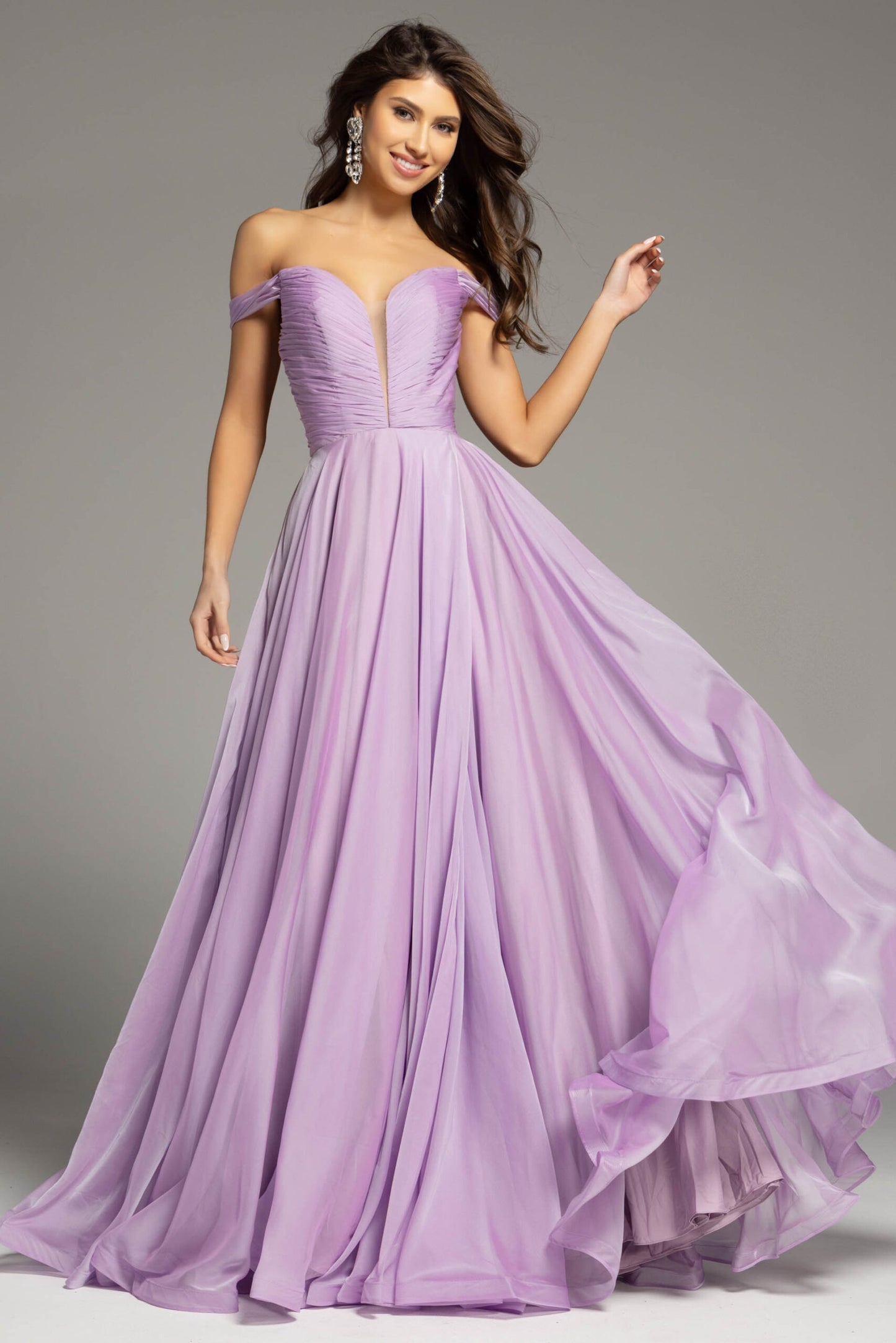 Jovani Lilac Chiffon A-Line Gown 43842