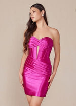 Load image into Gallery viewer, Sage Satin Corset Homecoming Dress
