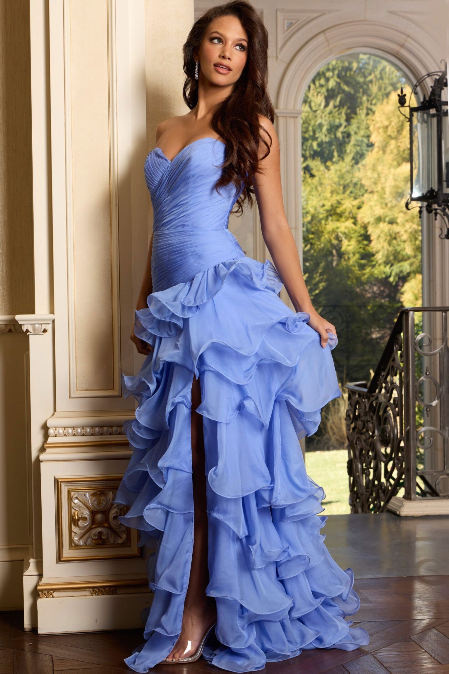 Jovani Layered Chiffon Drop Waist Gown 46406