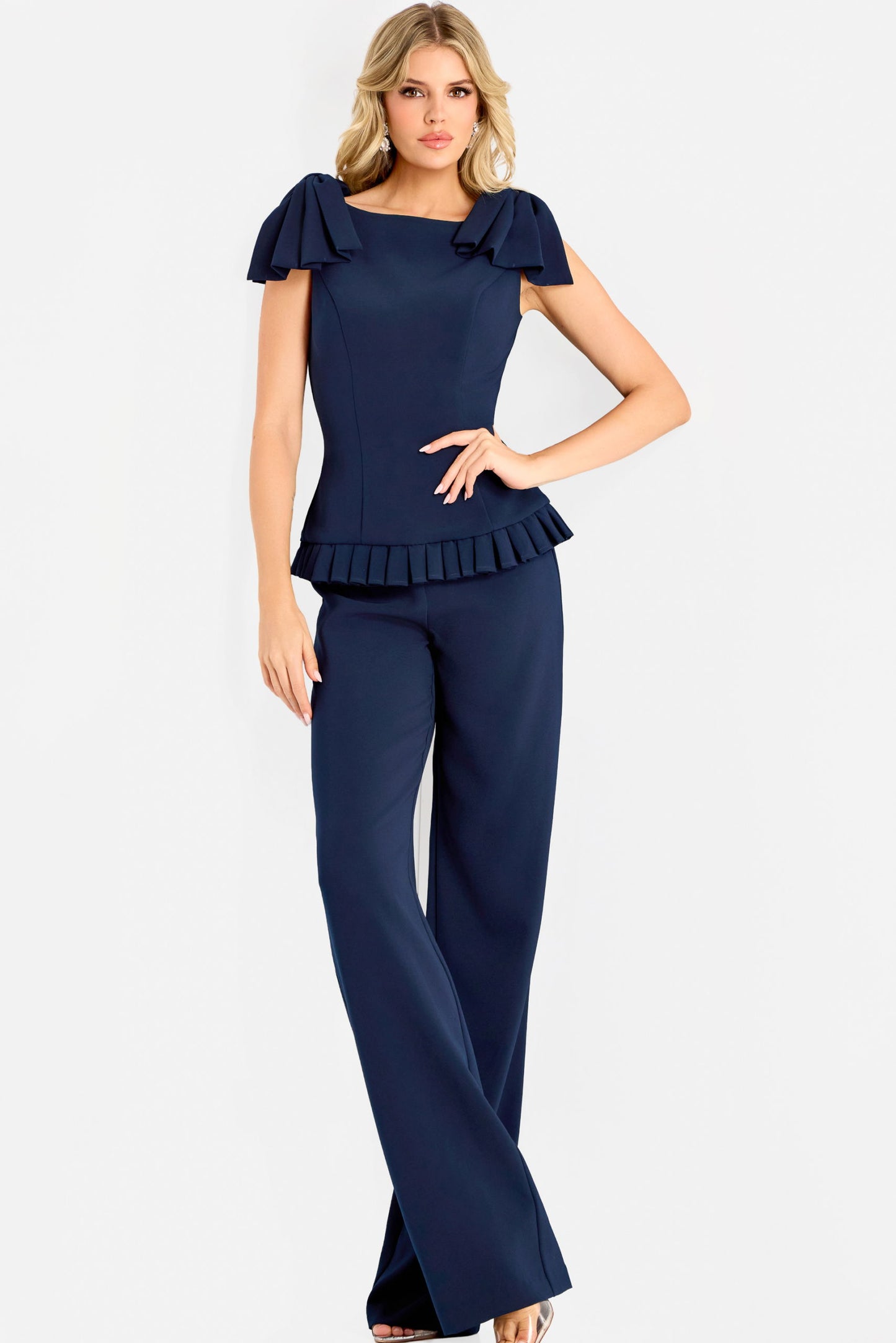 Jovani Ruffle Sleeve Peplum Jumpsuit 47022