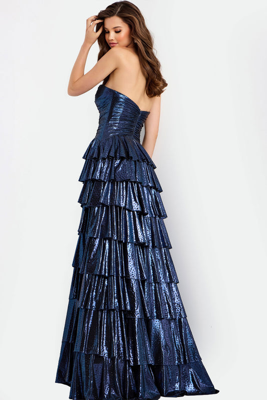 Jovani Metallic Tiered A-Line Gown 47742