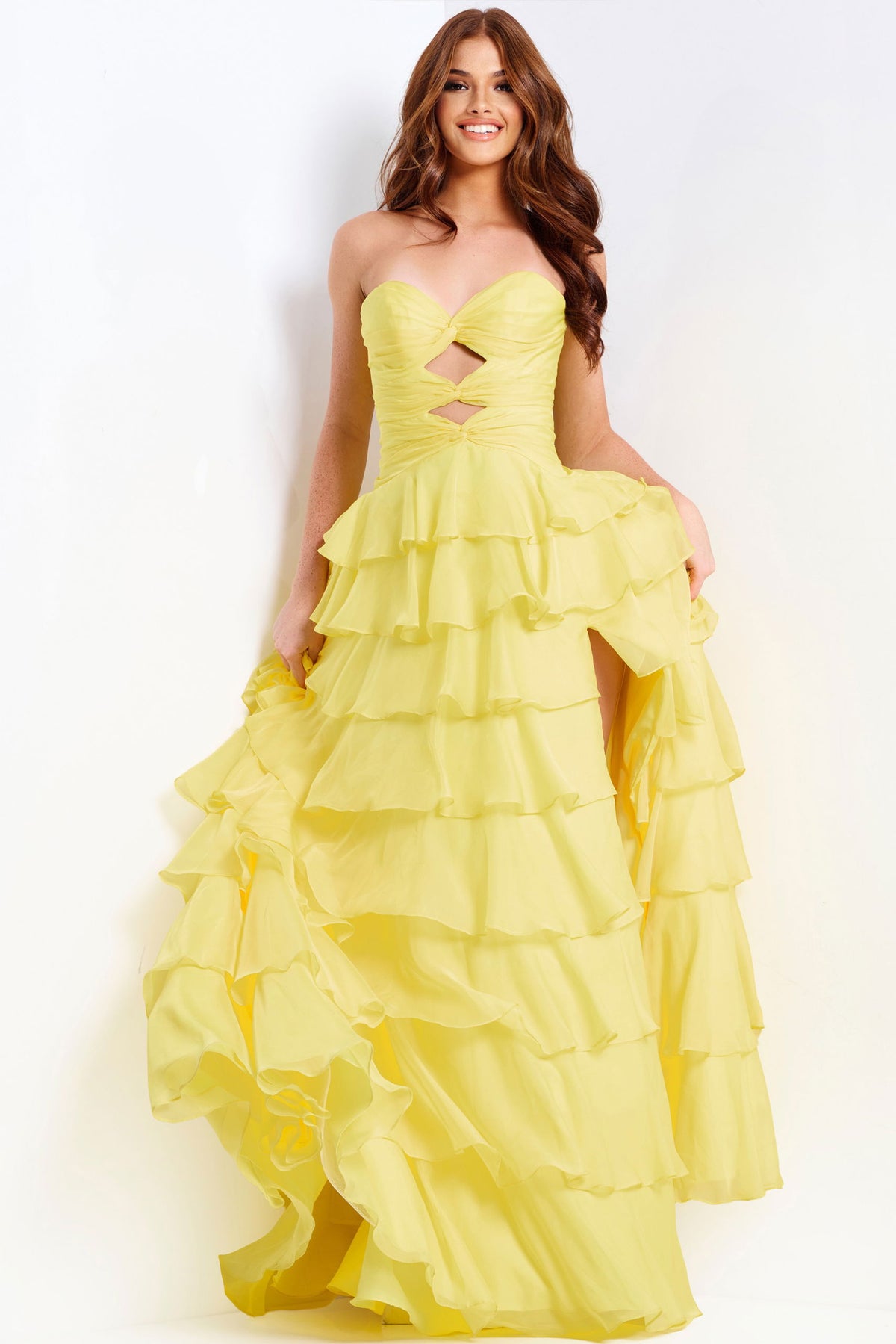 Jovani Tiered Ruffle Strapless Prom Dress 47743