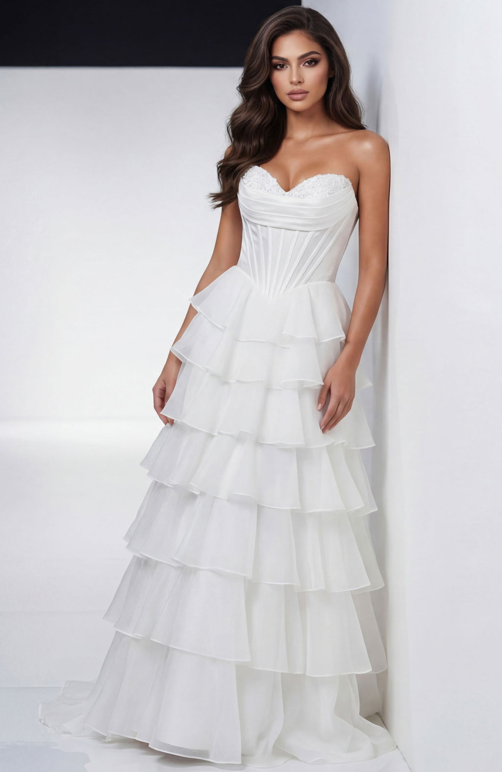 Jovani Tiered Ruffle Ball Gown 47762