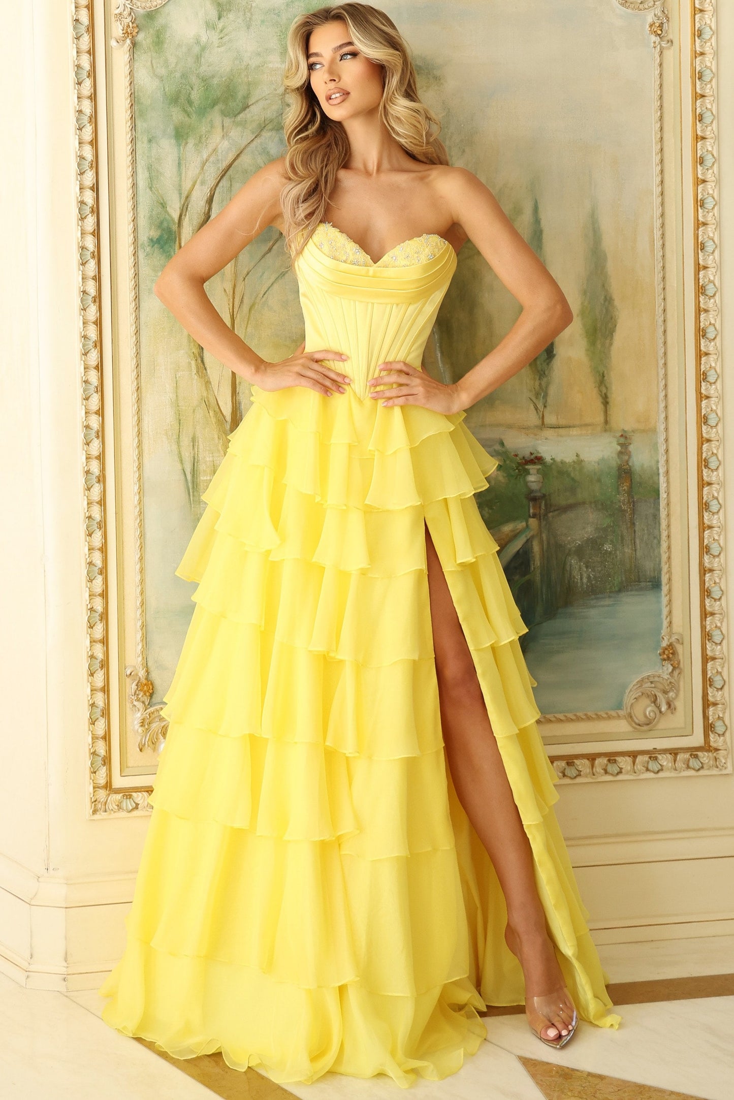 Jovani Tiered Ruffle Ball Gown 47762