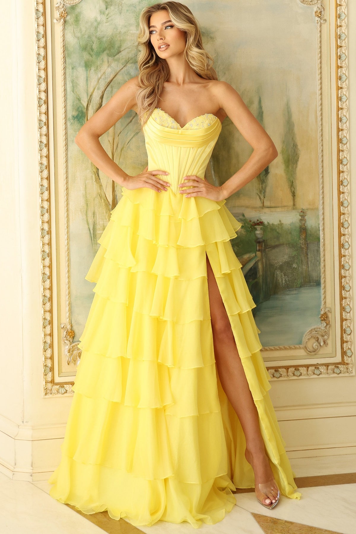 Jovani Tiered Ruffle Ball Gown 47762