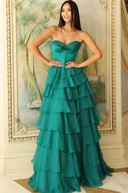 Jovani Tiered Ruffle Ball Gown 47762