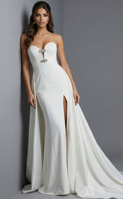 Jovani Crystal and Velvet Gown with Silk Overskirt 48180