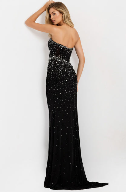 Jovani Mesh Strapless Rhinestone Gown 48372