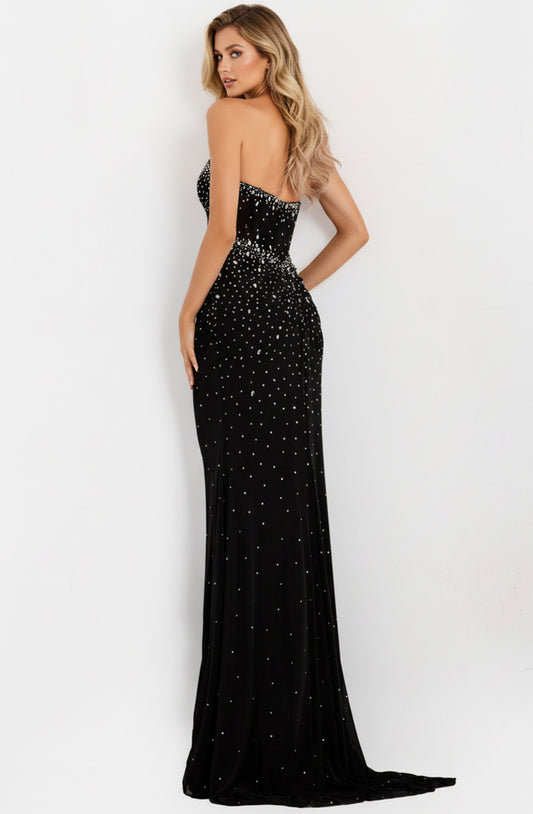 Jovani Mesh Strapless Rhinestone Gown 48372