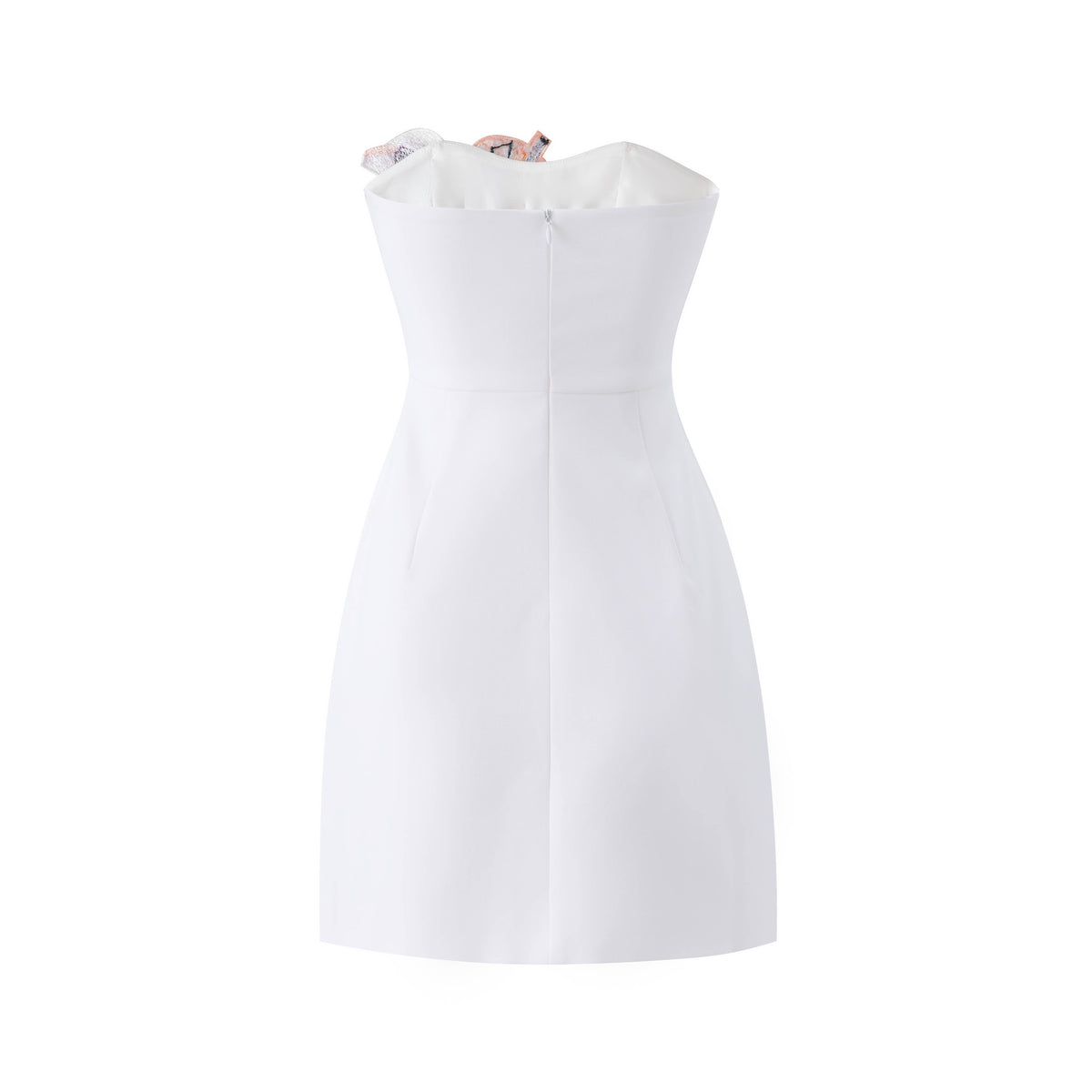 DR840Y Luxury 3D Floral Applique Strapless Mini Dress Chic