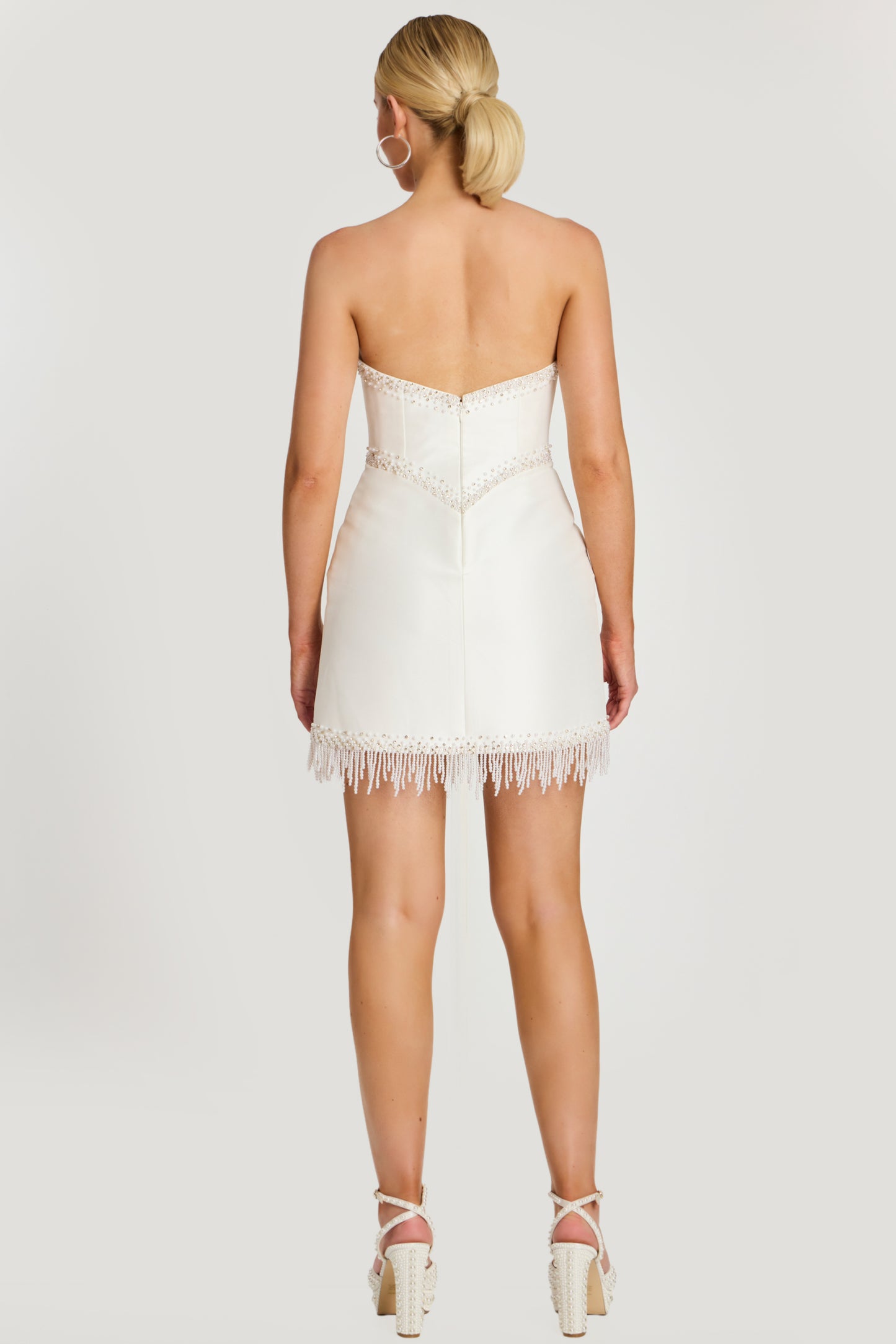 Jovani Fringe Hem Bridal Mini Dress 48787