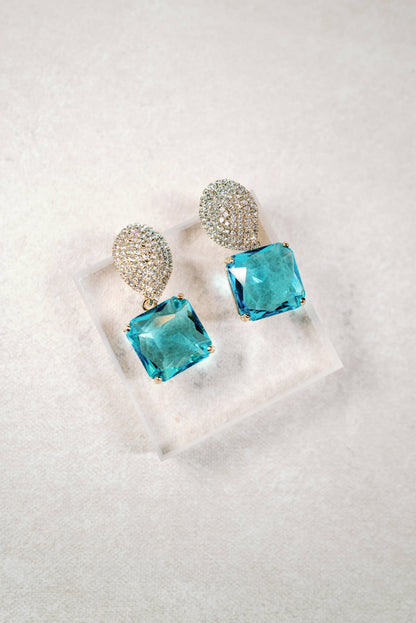 Retro Pave Crystal and Stone Drop Earrings