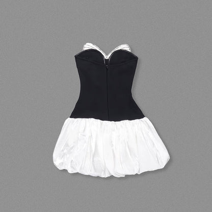 DR721 Contrast Butterfly Embroidery High Waist Mini Dress