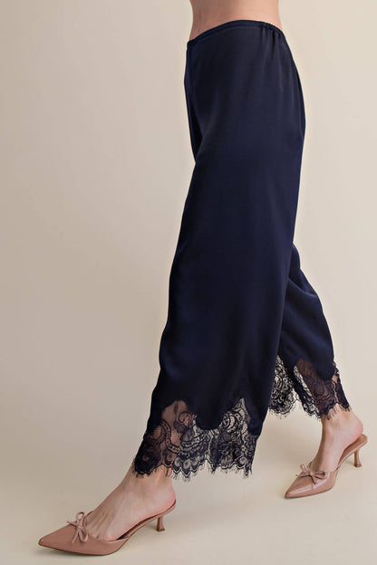 Georgia Satin & Lace Cropped Pants