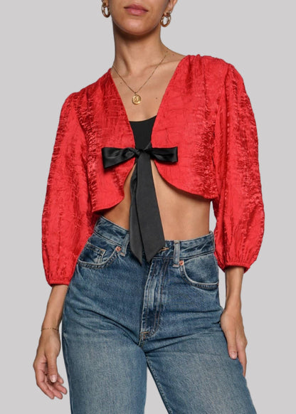 Ribbon Tie Crinkle Bolero