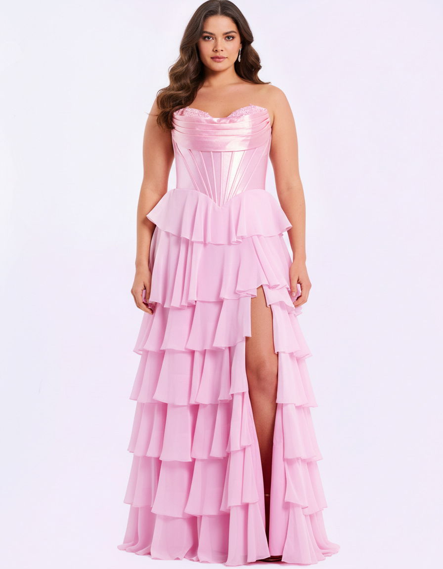 Jovani Tiered Basque Waist Prom Dress 50234