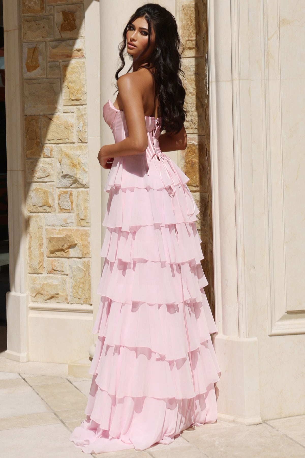 Jovani Tiered Basque Waist Prom Dress 50234