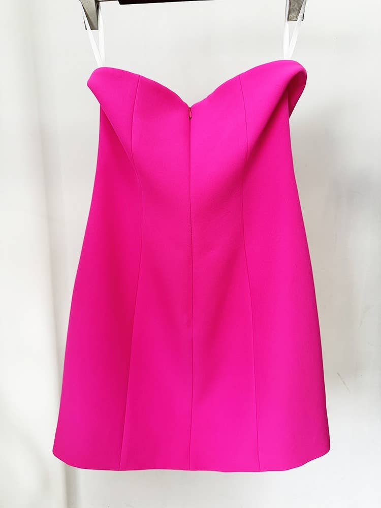 DR290Y Chic Fuchsia Bow Tube Dress - Women’s Fashion: Fushcia / English / M