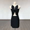 DR759 Noir Petal Cutout Bandage Dress with Sculpted Detail