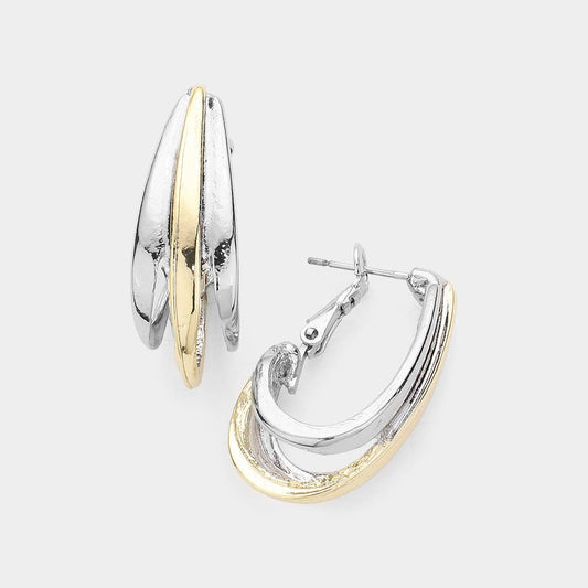 14K Gold Plated Two Tone Hoops