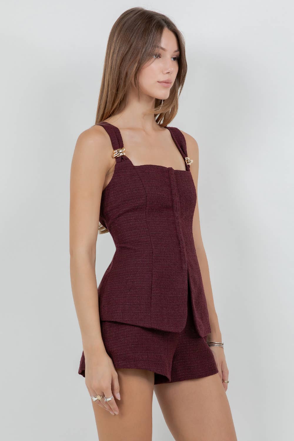 Metal Trim Tweed short set