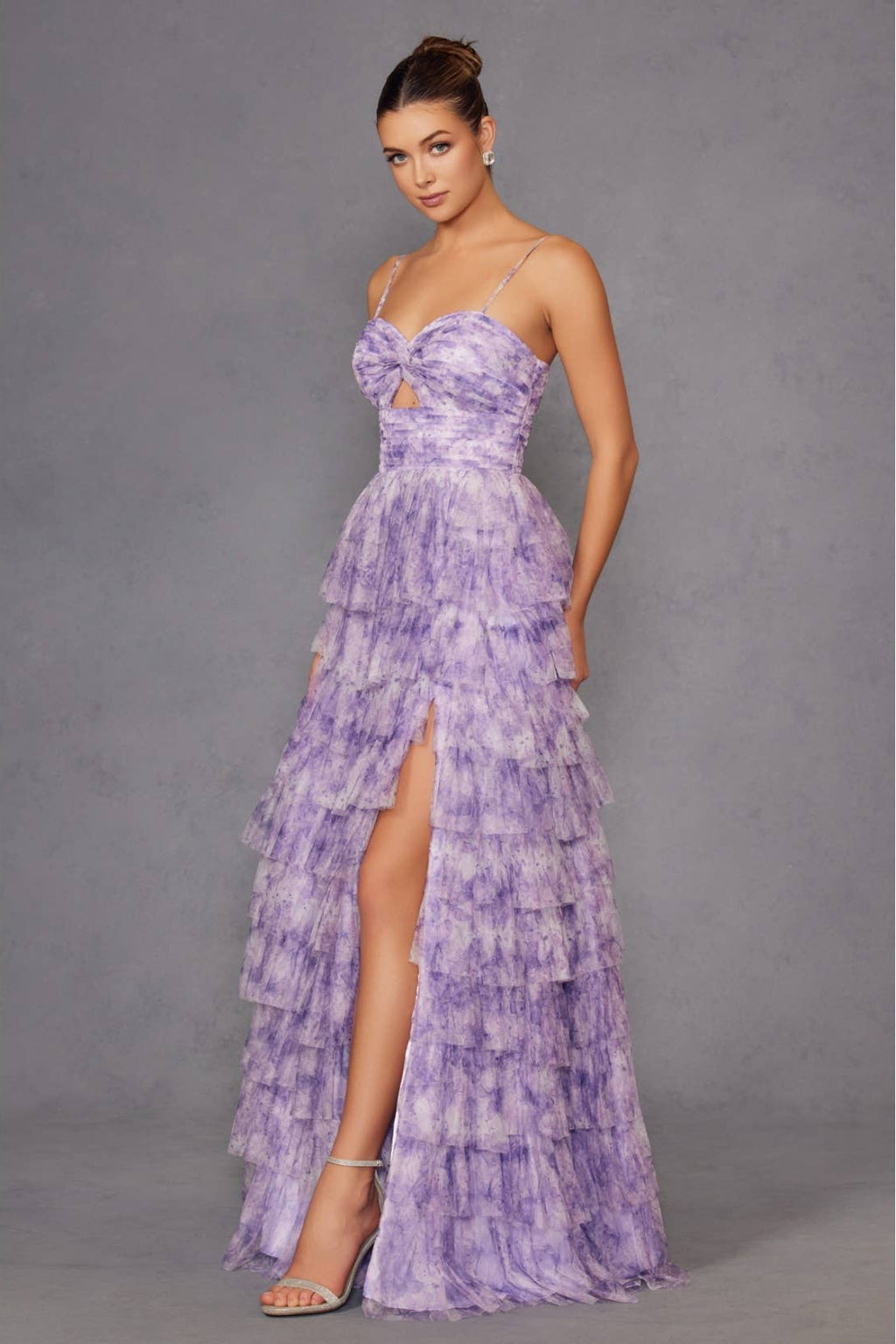 Cut Out Ruffle Tiered Gown JT2508
