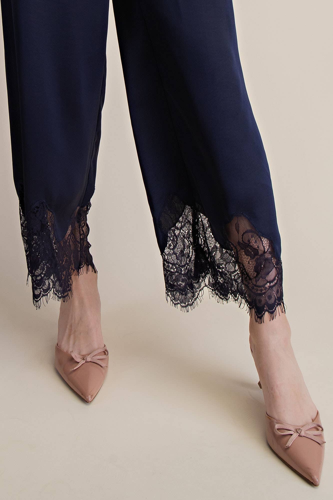 Georgia Satin & Lace Cropped Pants