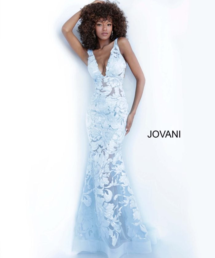 Jovani Sequin Floral Illusion Gown 60283