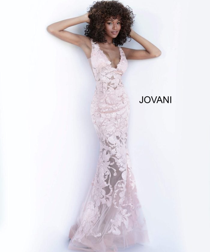 Jovani Sequin Floral Illusion Gown 60283