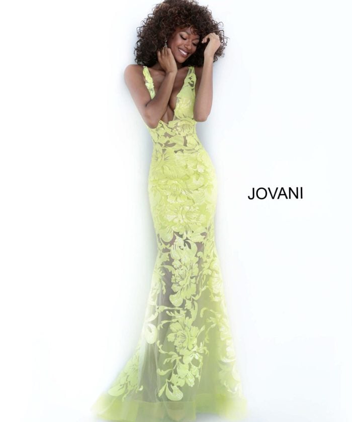 Jovani Sequin Floral Illusion Gown 60283