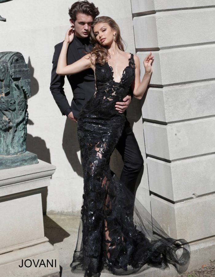 Jovani Sequin Floral Illusion Gown 60283