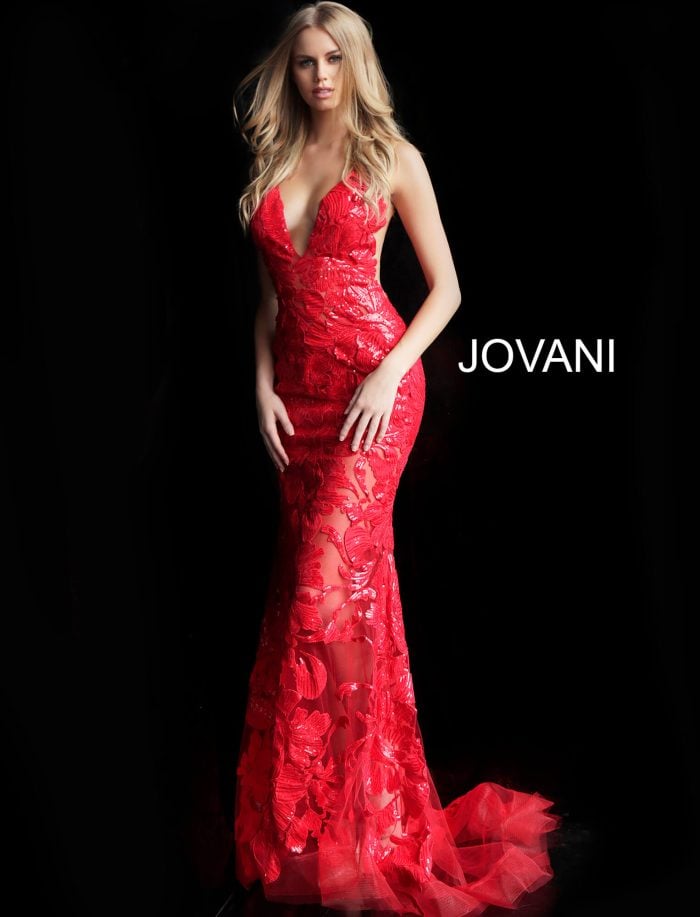 Jovani Sequin Floral Illusion Gown 60283