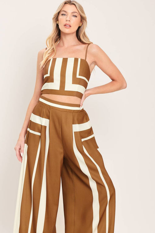 A printed woven top and pant set - IT14146-SET