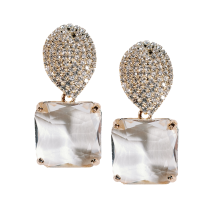 Retro Pave Crystal and Stone Drop Earrings